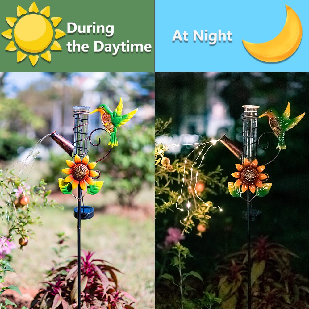 HOBYLUBY decorative rain gauge features flower and leaf motifs for curb appeal.