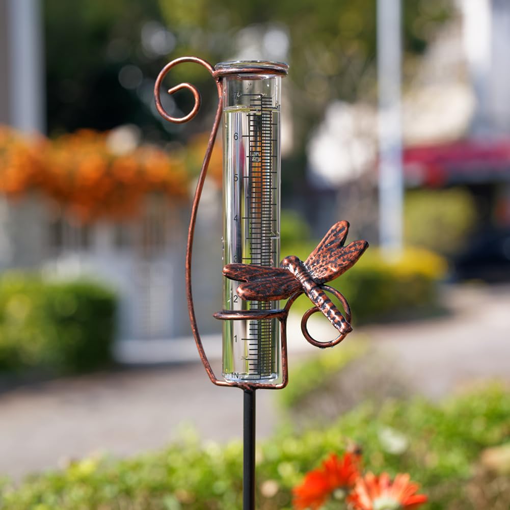 HOBYLUBY garden decor rain gauge for stylish, functional rainfall tracking