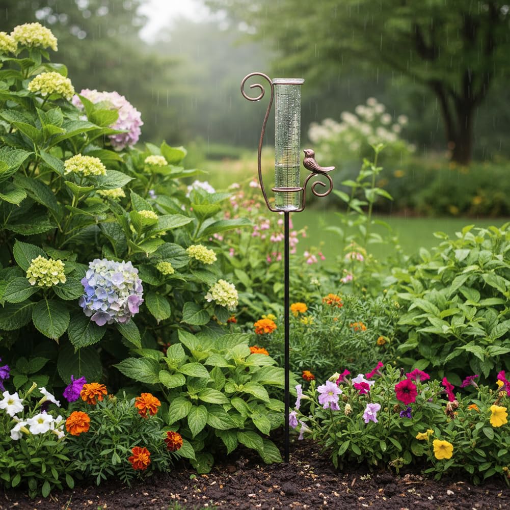 HOBYLUBY glass measuring cup shows precipitation clearly for garden care