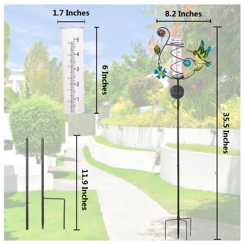 HOBYLUBY leaves and flowers design enhances garden decor while measuring rainfall.