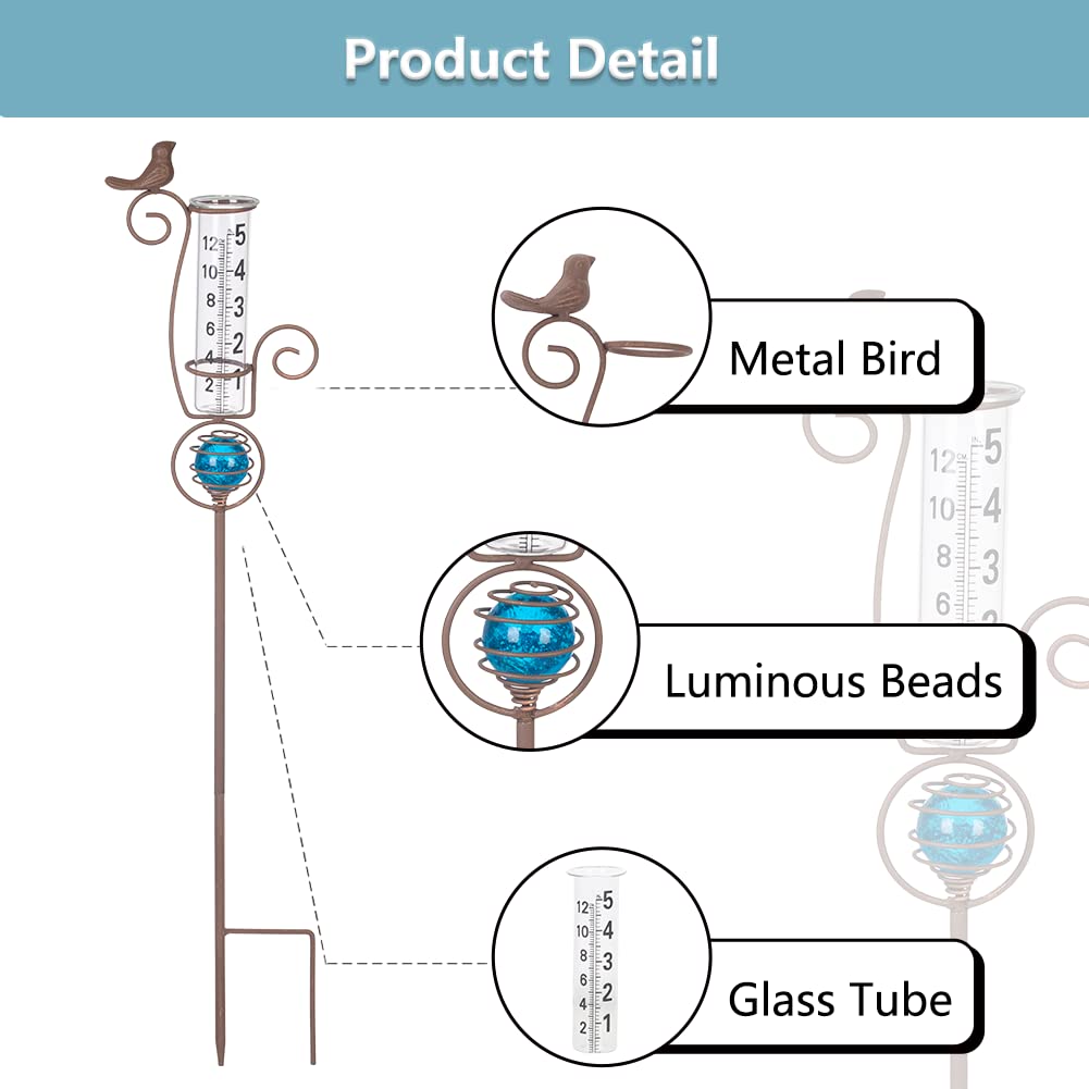 HOBYLUBY metal bird design adds garden art while monitoring precipitation