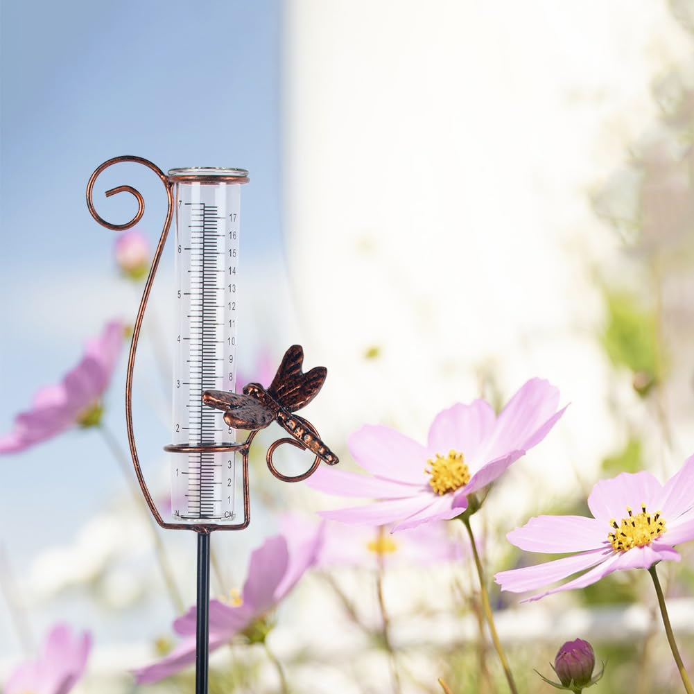 HOBYLUBY metal-frame rain gauge for easy precipitation monitoring