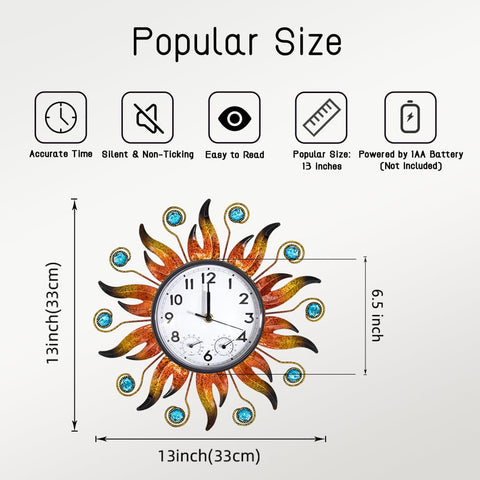 HOBYLUBY sun clock dial close-up emphasizes easy-to-read numerals and silent movement.