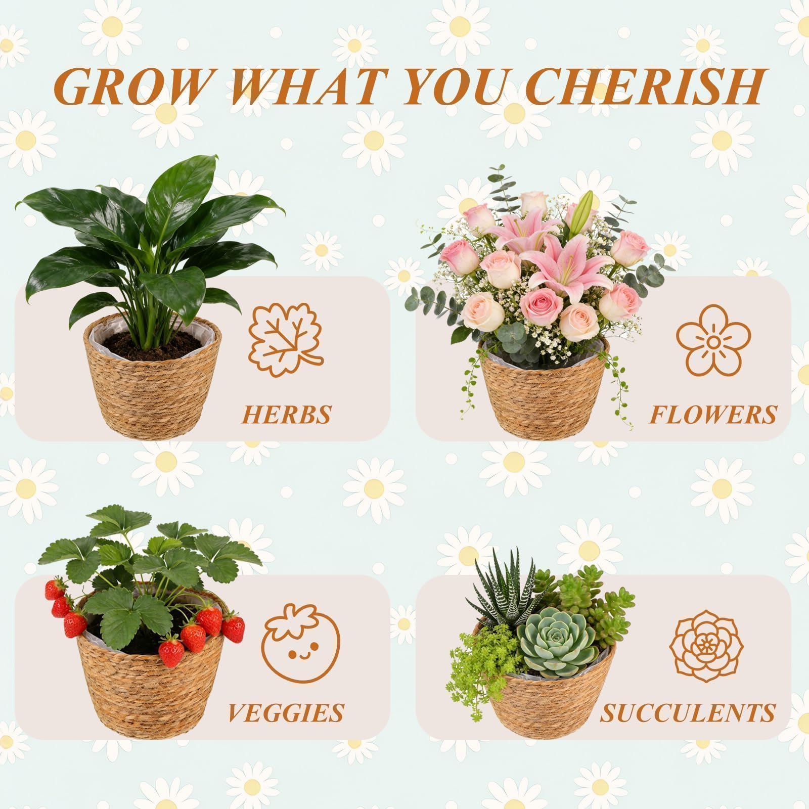 Hoceium lightweight wicker basket easy to move for seasonal decor.