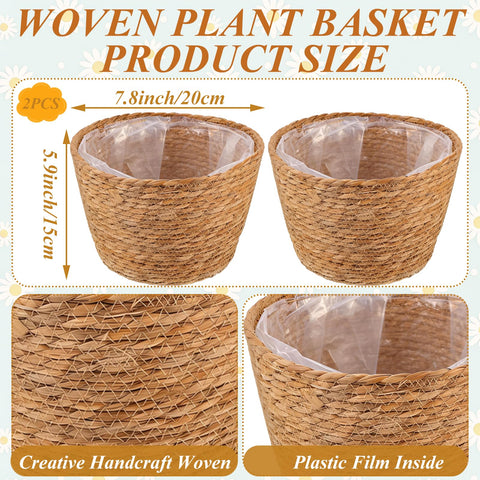 Hoceium woven basket with removable liner protects floors during watering.