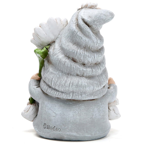 Hodao flowers-bees-butterflies garden-scene gnome adds color.