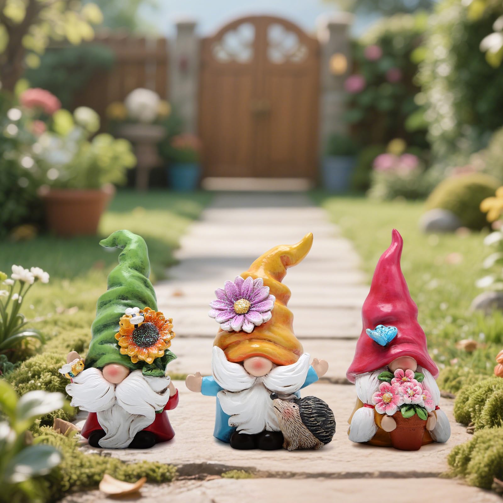 Hodao rustic charm gnome adds cheerful character to any garden.