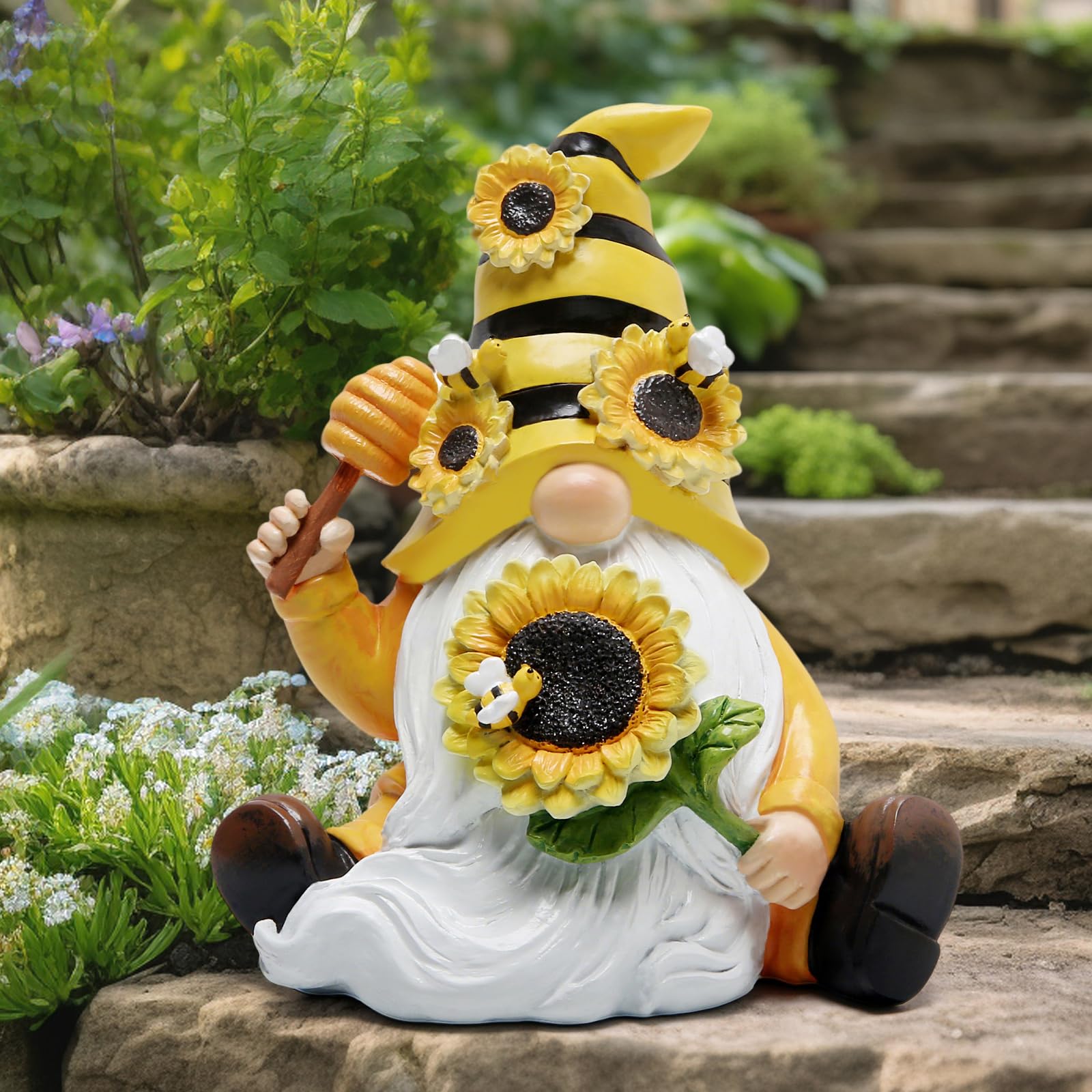 Hodao summer garden gnome figurine enhances outdoor living space.