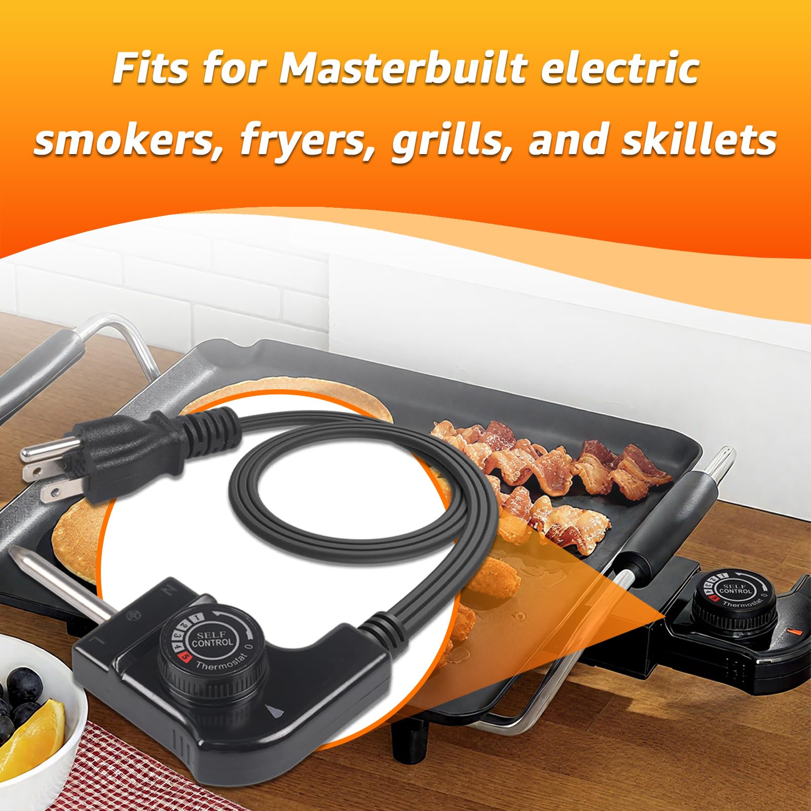 Hodeoo universal thermostat probe cord compatible with electric skillets delivering stable readings.