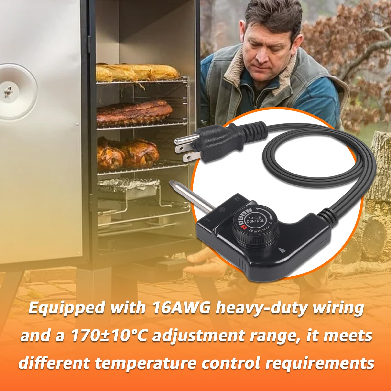 Hodeoo visual power indicator on thermostat probe cord for safer operation.