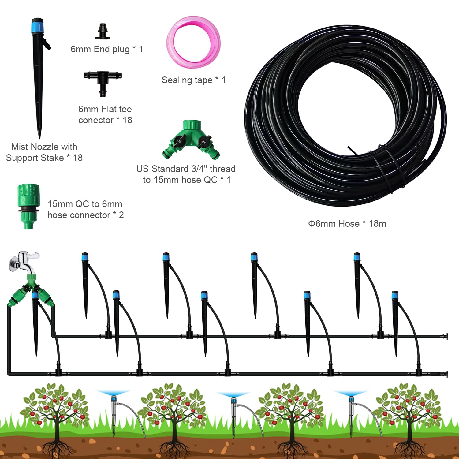 Hodiax push-to-connect fittings allow tool-free, quick assembly.