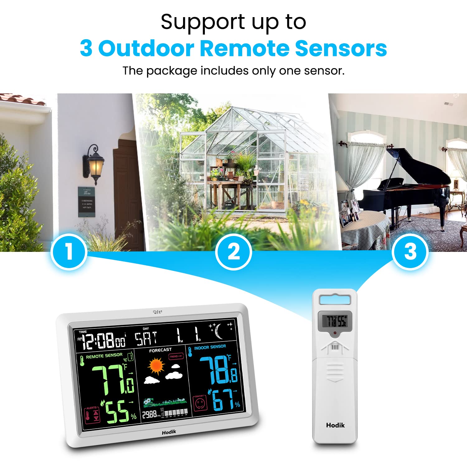 HODIK weather station barometer and forecast icons guide daily planning.
