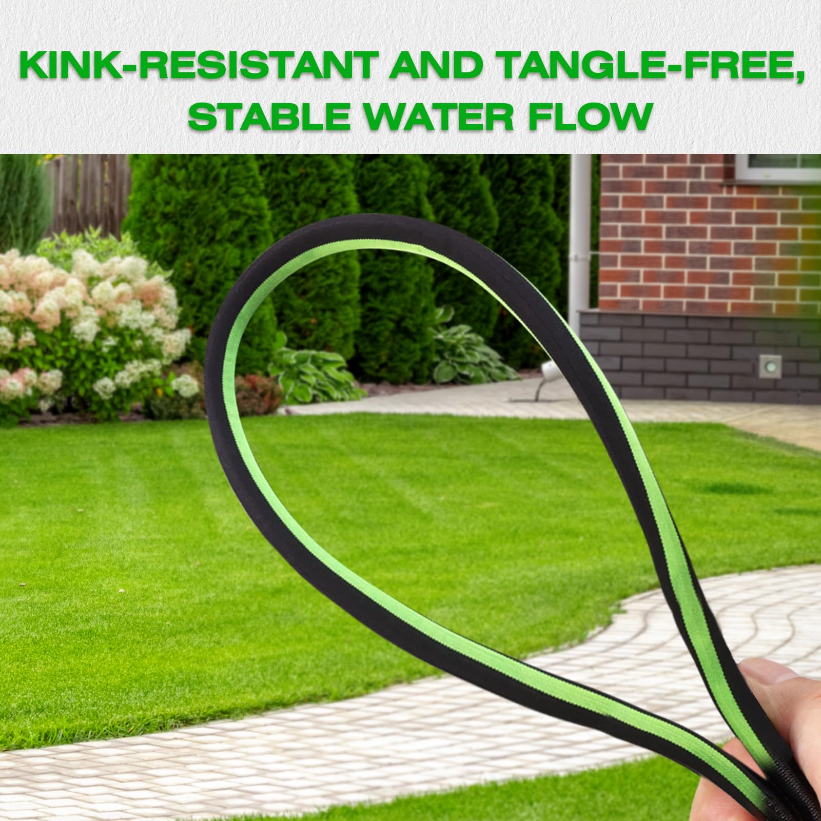 HODUP garden hose handles car washing and patio cleaning with strong water pressure.