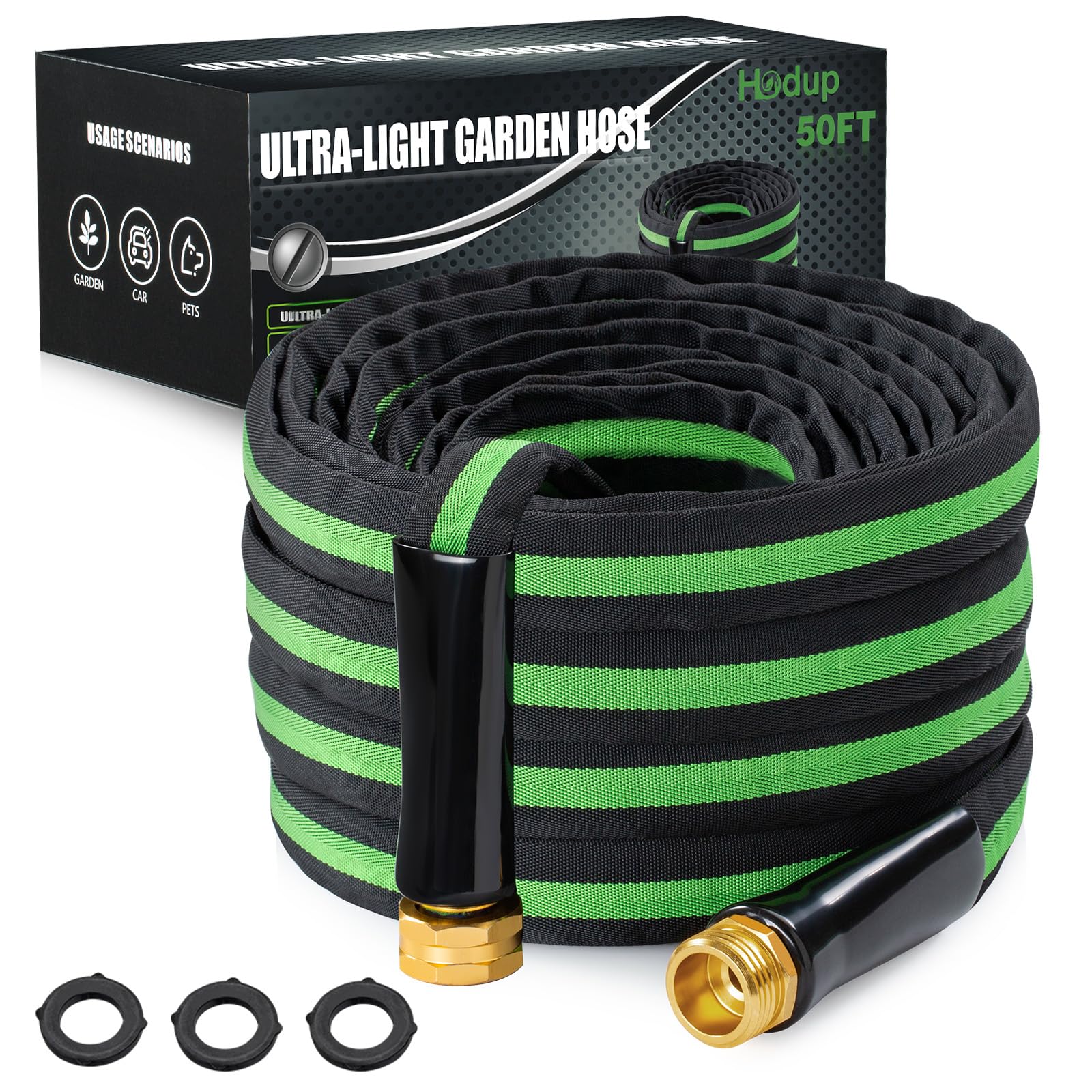 HODUP 50ft garden hose shows lightweight design for easy carrying.