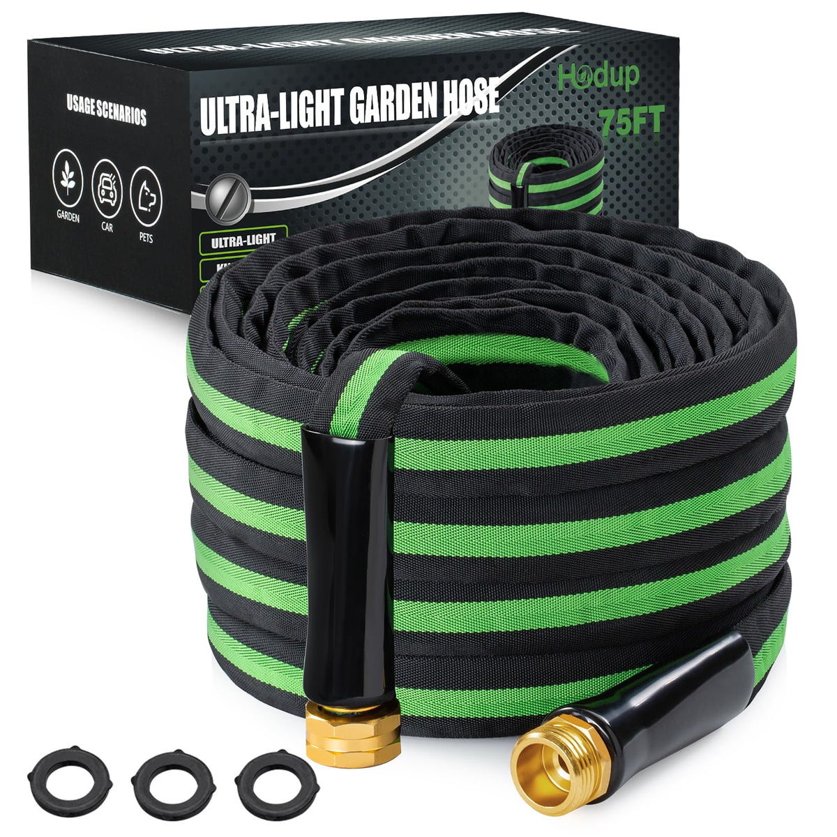 HODUP 75ft kink-free hose delivering uninterrupted water flow for efficient watering.