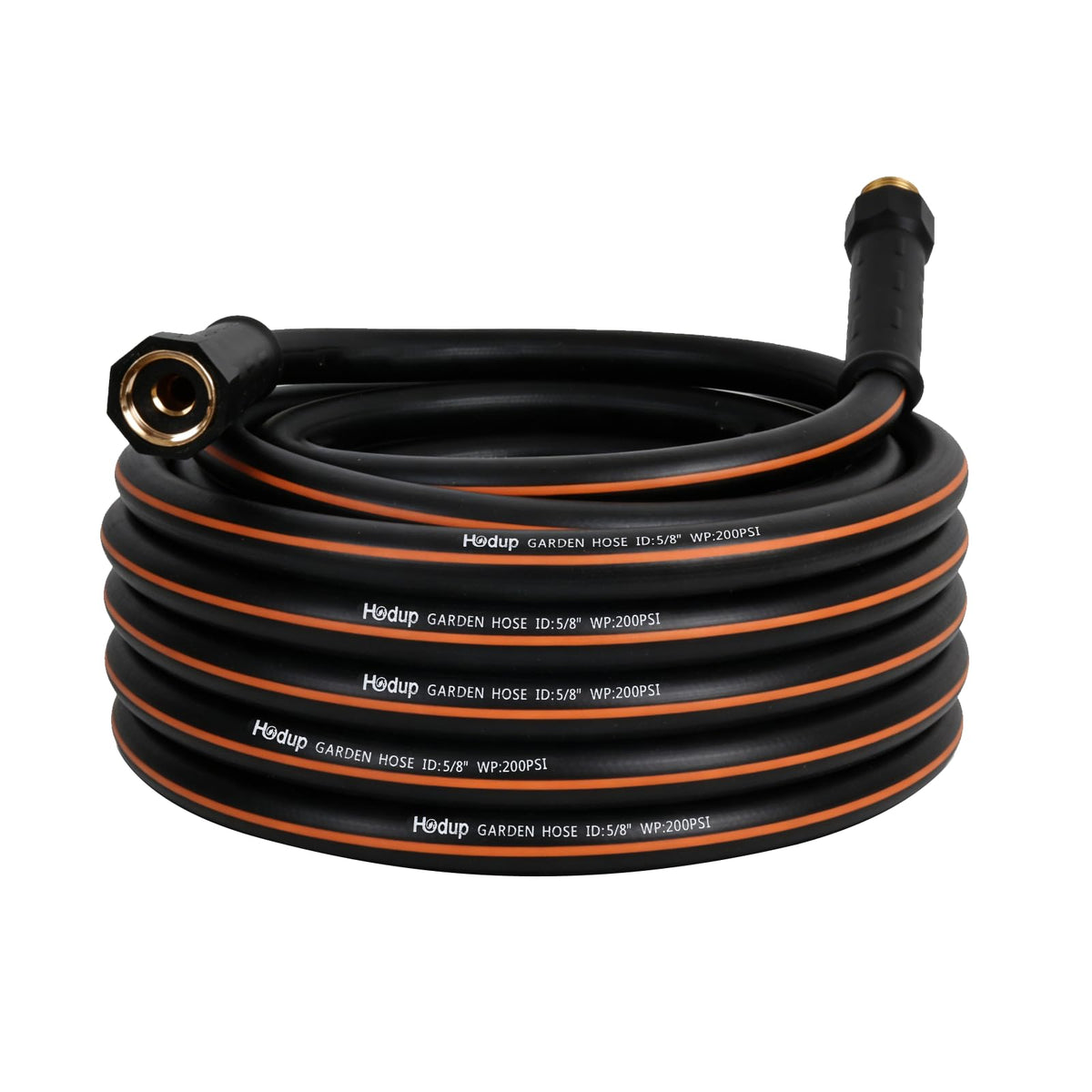 HODUP heavy-duty hybrid hose in a neat coil, built for daily garden use.