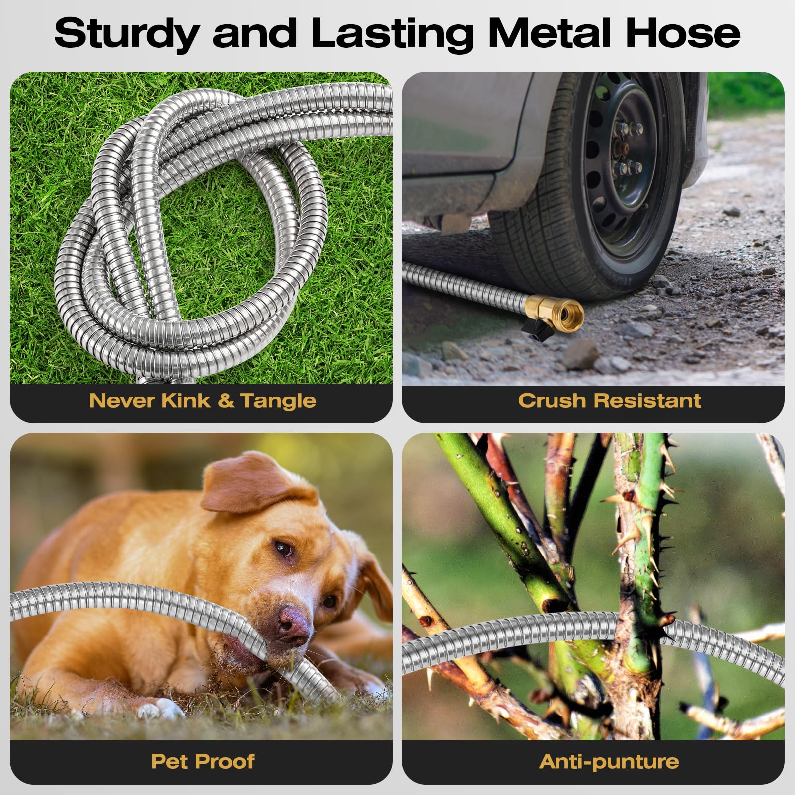 HODUP lightweight steel hose being dragged to show easy handling