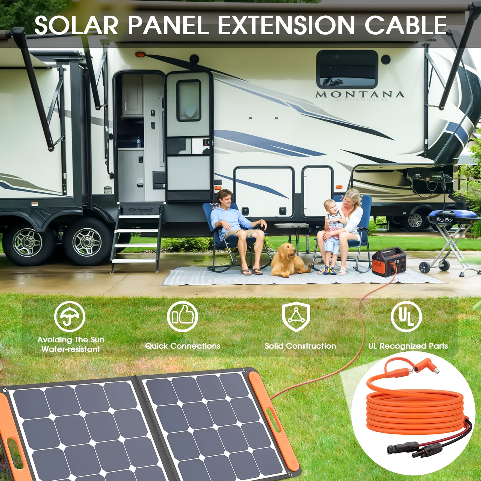 Hoeine extension supports flexible panel placement with shaded stations for optimal sunlight