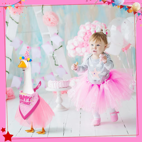 Lace tutu skirt complements the blue outfit.