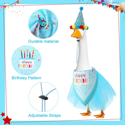 Hoemwarm birthday goose tutu blue enhances yard display with charm.