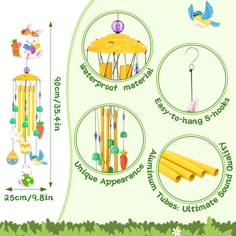 Hoemwarm Easter wind chime eggs design on both sides enhances garden decor with festive sound.