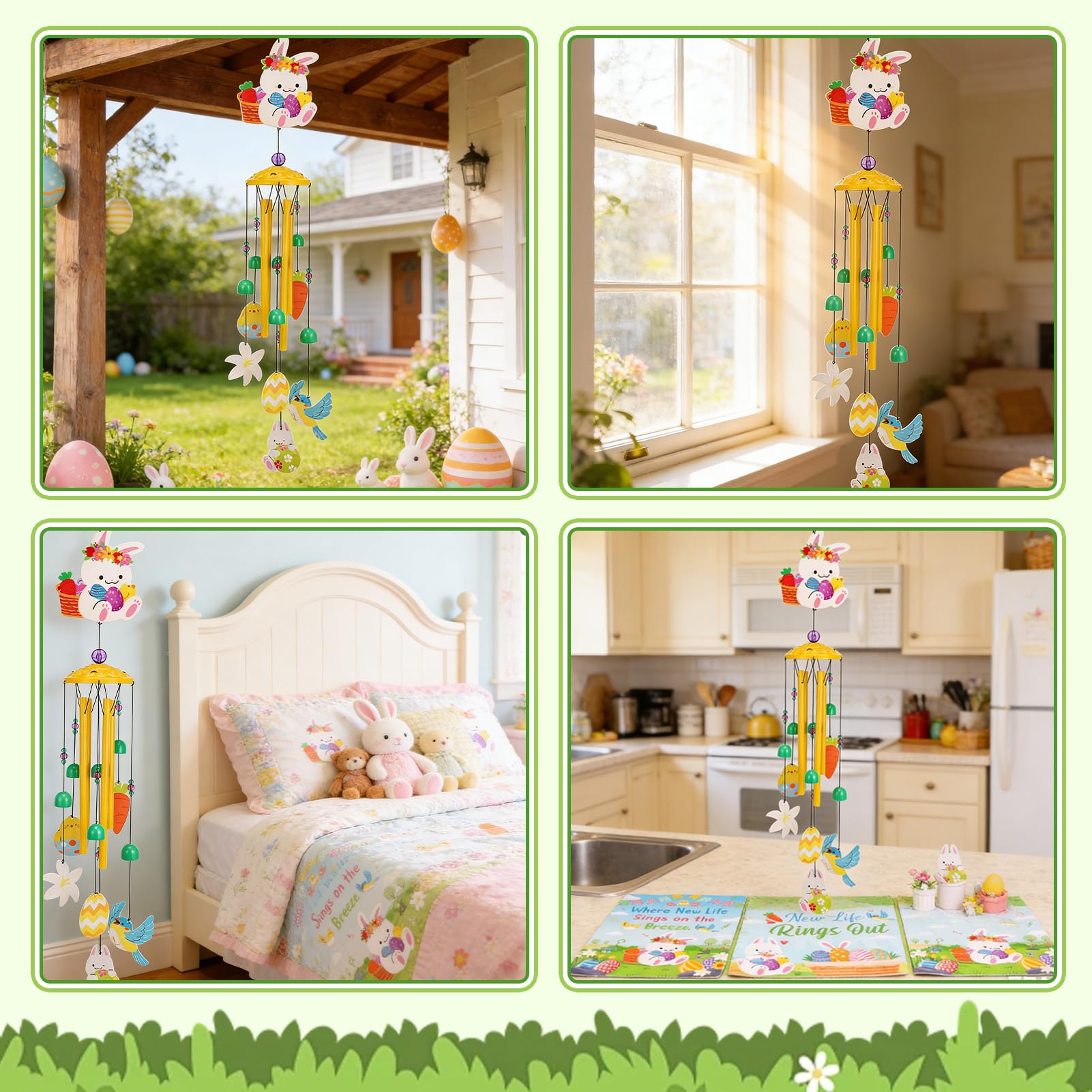 Hoemwarm wind chime with weather-resistant finish withstands light rain for outdoors.