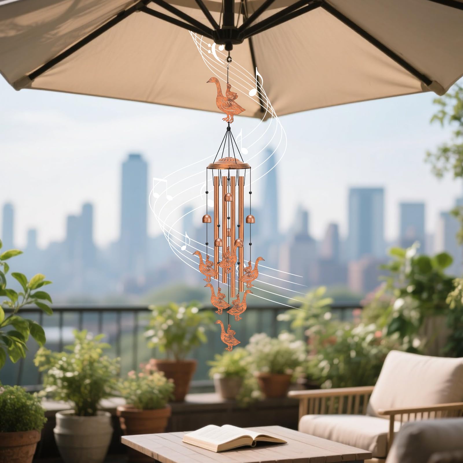 Hoemwarm gift-ready goose windchime ideal for nature lovers.