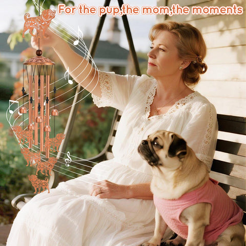 Rust-resistant outdoor metal for Hoemwarm pug wind chimes