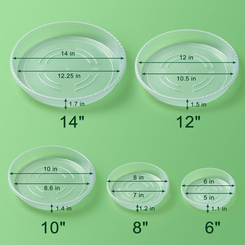 Hoewina 12in clear saucer protects floors and collects moisture safely.
