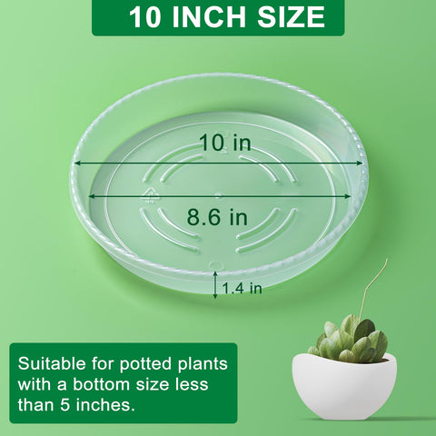 Hoewina 10-inch plant saucer tray supports heavy pots with sturdy plastic.