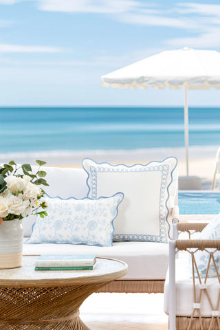 Back view of Hofdeco Premium pillow cover showing solid white reverse