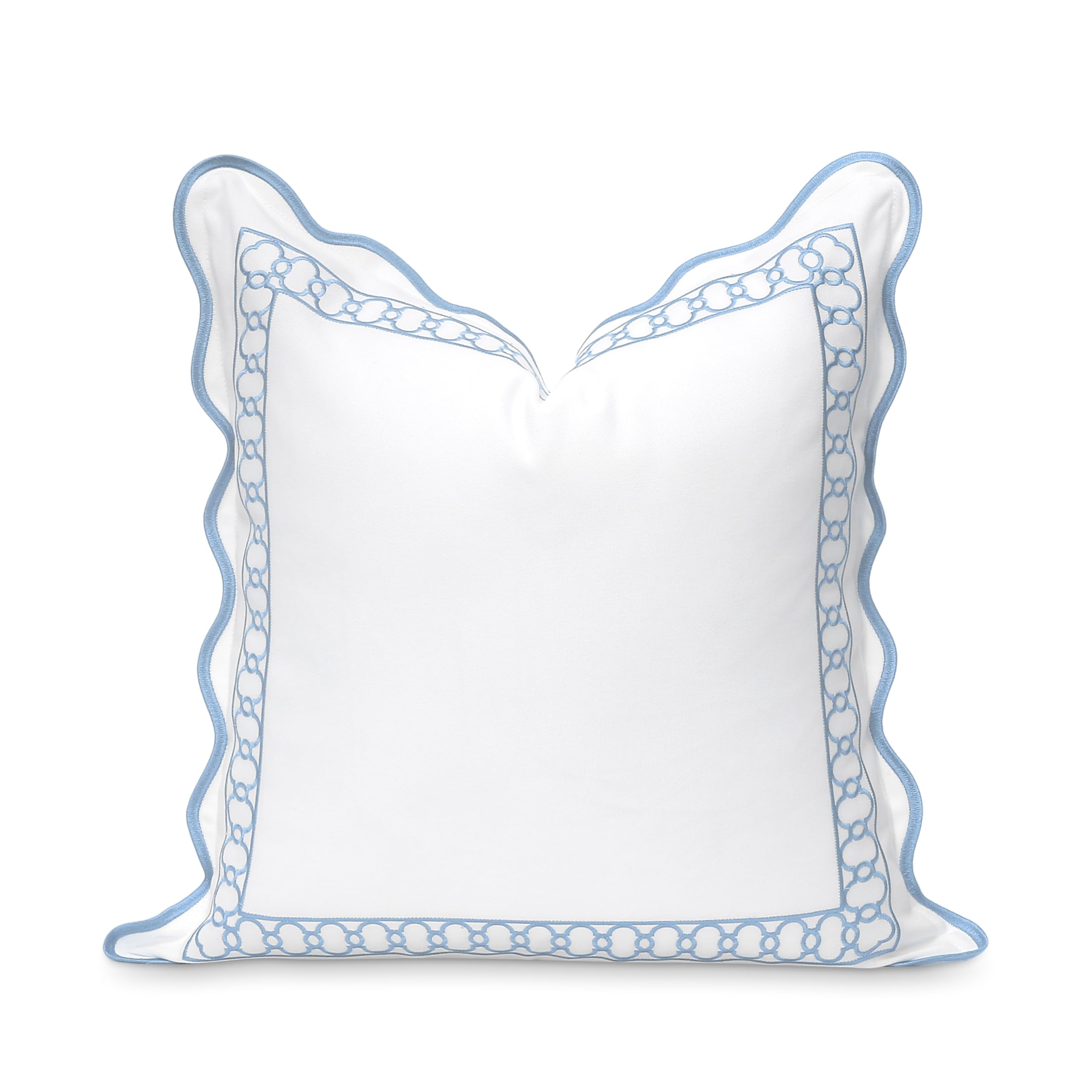 Hofdeco Premium coastal pillow cover with begonia embroidery on the front