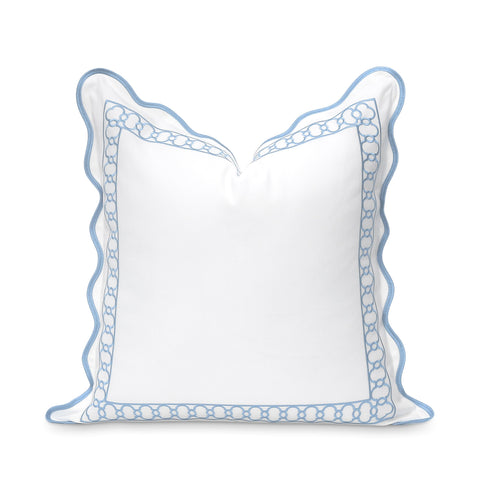 Hofdeco Premium coastal pillow cover with begonia embroidery on the front