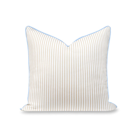 Hofdeco Premium Coastal Hampton pillow cover front view with tan stripes for versatile decor.