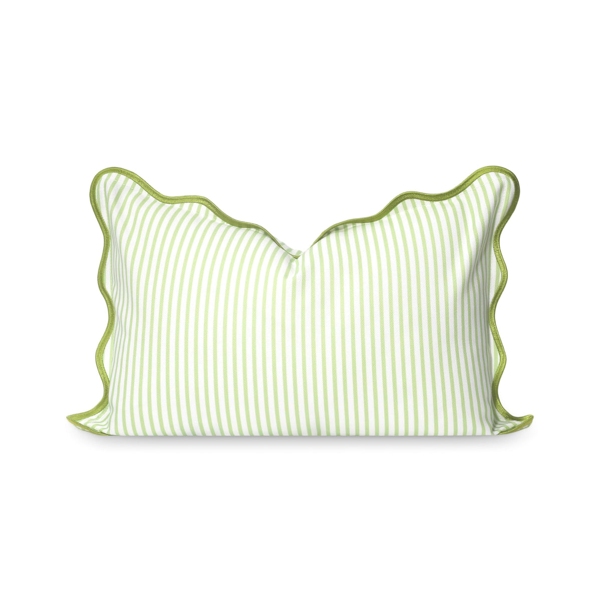 Hofdeco Premium coastal lumbar cover with green stripes, front view for indoor and outdoor spaces