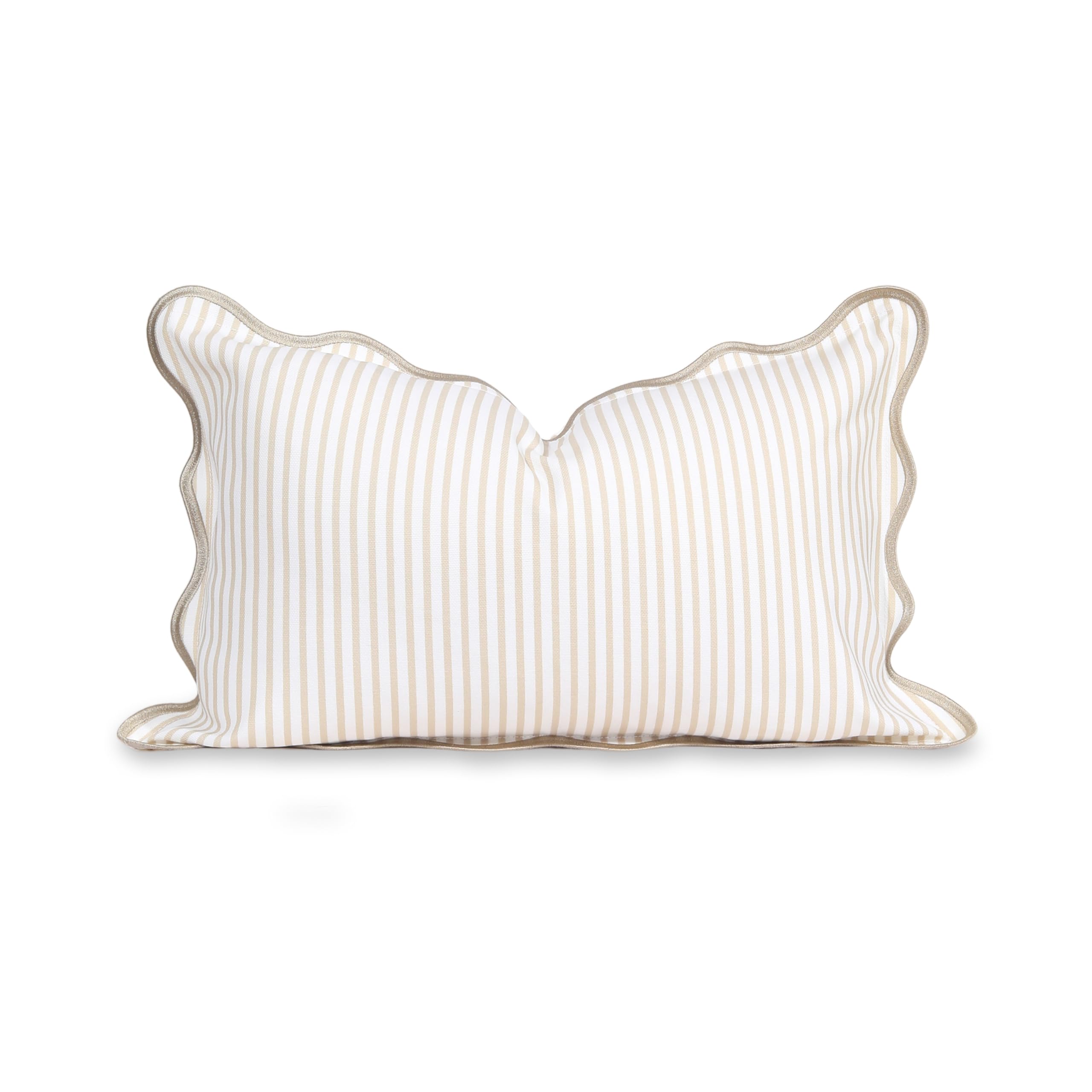 Hofdeco Premium Coastal lumbar pillow cover front view with neutral tan stripes for versatile decor
