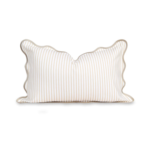 Hofdeco Premium Coastal lumbar pillow cover front view with neutral tan stripes for versatile decor