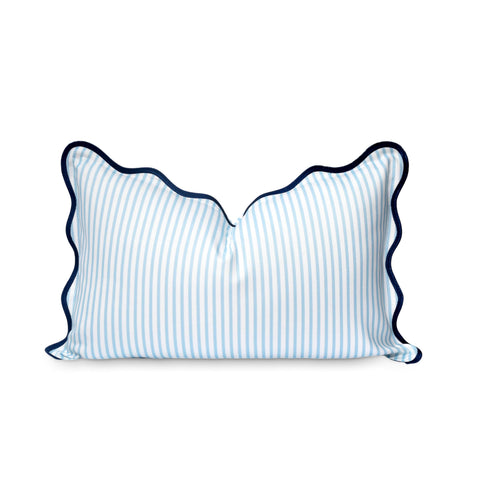 Hofdeco Premium coastal lumbar cover with baby blue stripes, ideal for indoor and outdoor lounging.