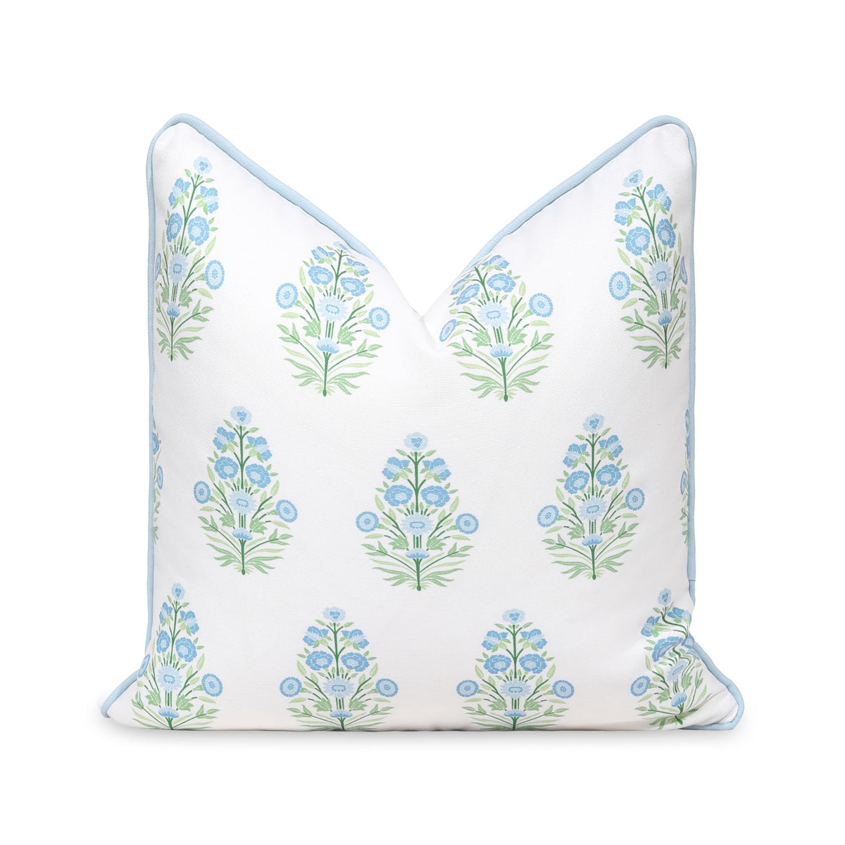 Hofdeco Premium coastal pillow cover with baby-blue floral for a fresh indoor look.