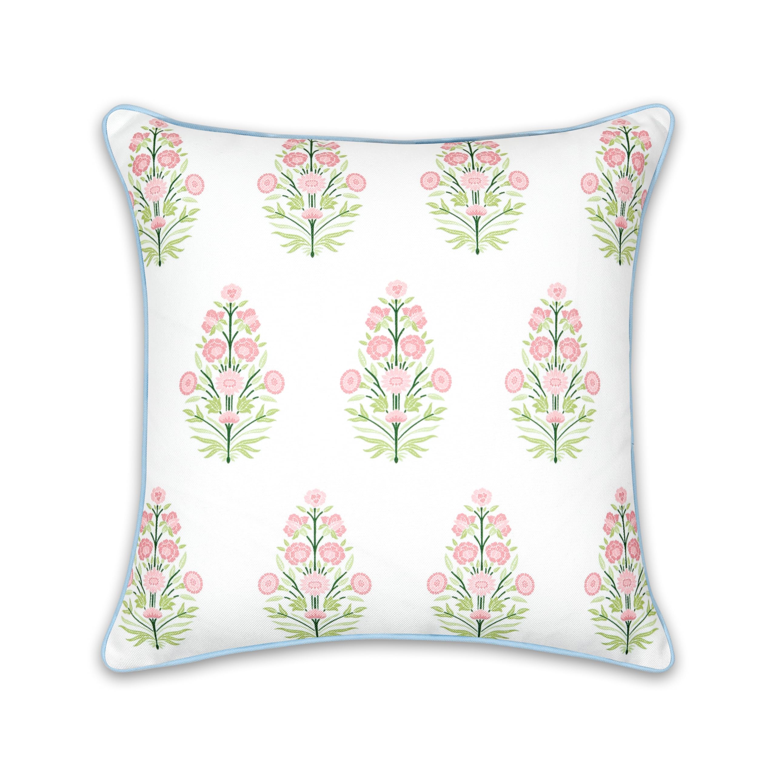 Hofdeco Premium floral pink-green print on a sofa enhances spring-inspired décor.