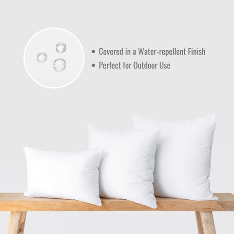 Hofdeco Premium lumbar pillow insert demonstrating corner fill for tight sham fit.