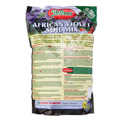 Hoffman 10301 soil mix in a pot demonstrates easy violet setup.