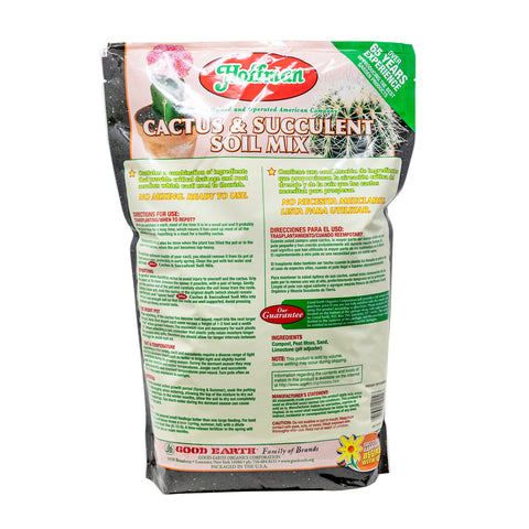 Hoffman 10410 organic cactus soil mix texture shot highlights looser soil for root health.