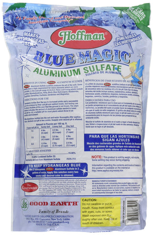 Hoffman acidifying soil conditioner applied around roots to support hydrangea blue hues