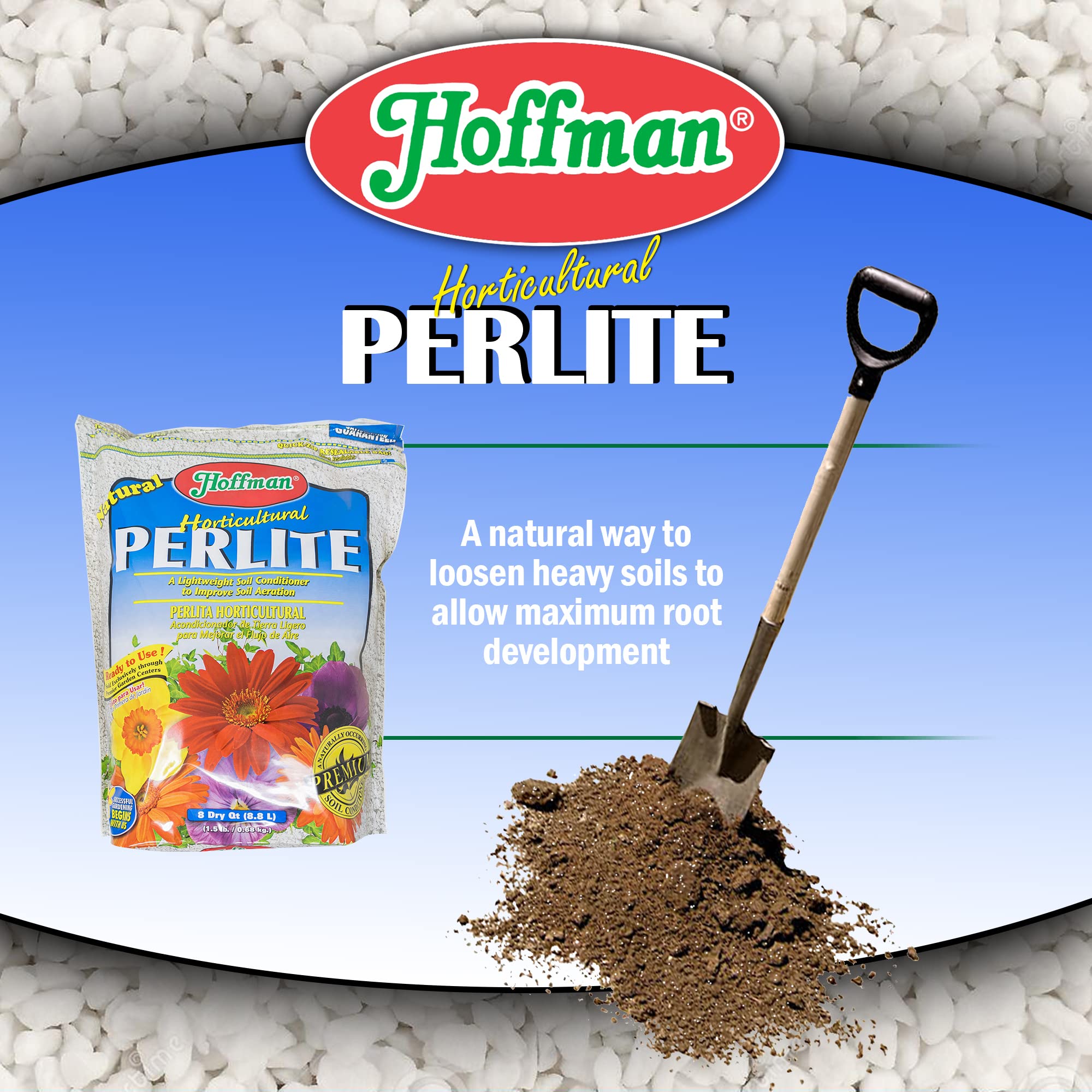 Hoffman Horticultural Perlite texture closeup shows airy granules for drainage