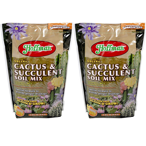 Hoffman Organic Cactus Soil bag pour demonstrates proper drainage for healthy cacti