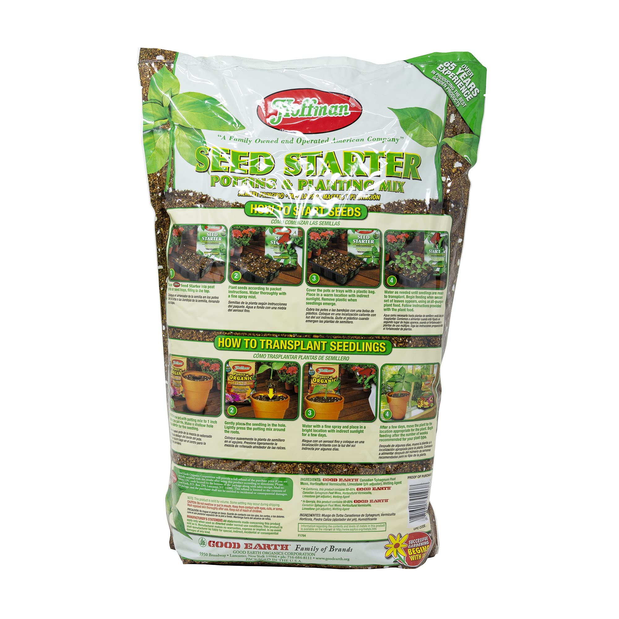 Hoffman Seed Starter Soil seed germination setup demonstrates a ready starting medium.