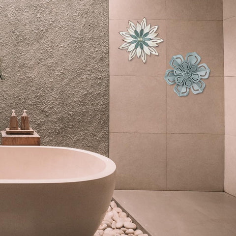 Hogardeck 11-inch flower wall decor enhances bathrooms with refined texture.