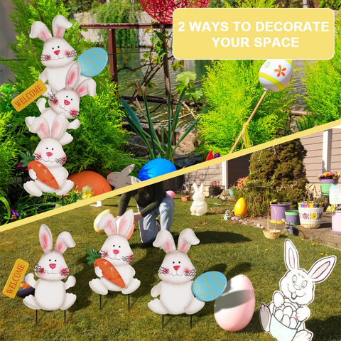 hogardeck bunnies welcome sign stake brightening entryways and walkways