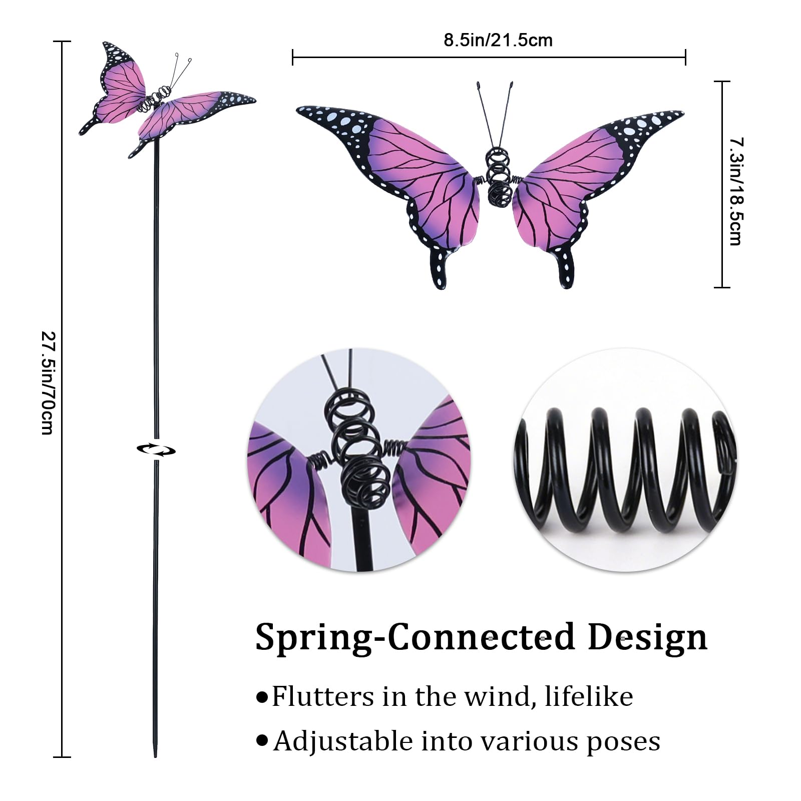 hogardeck butterfly stake hand-painted finish weather resistant for year-round display
